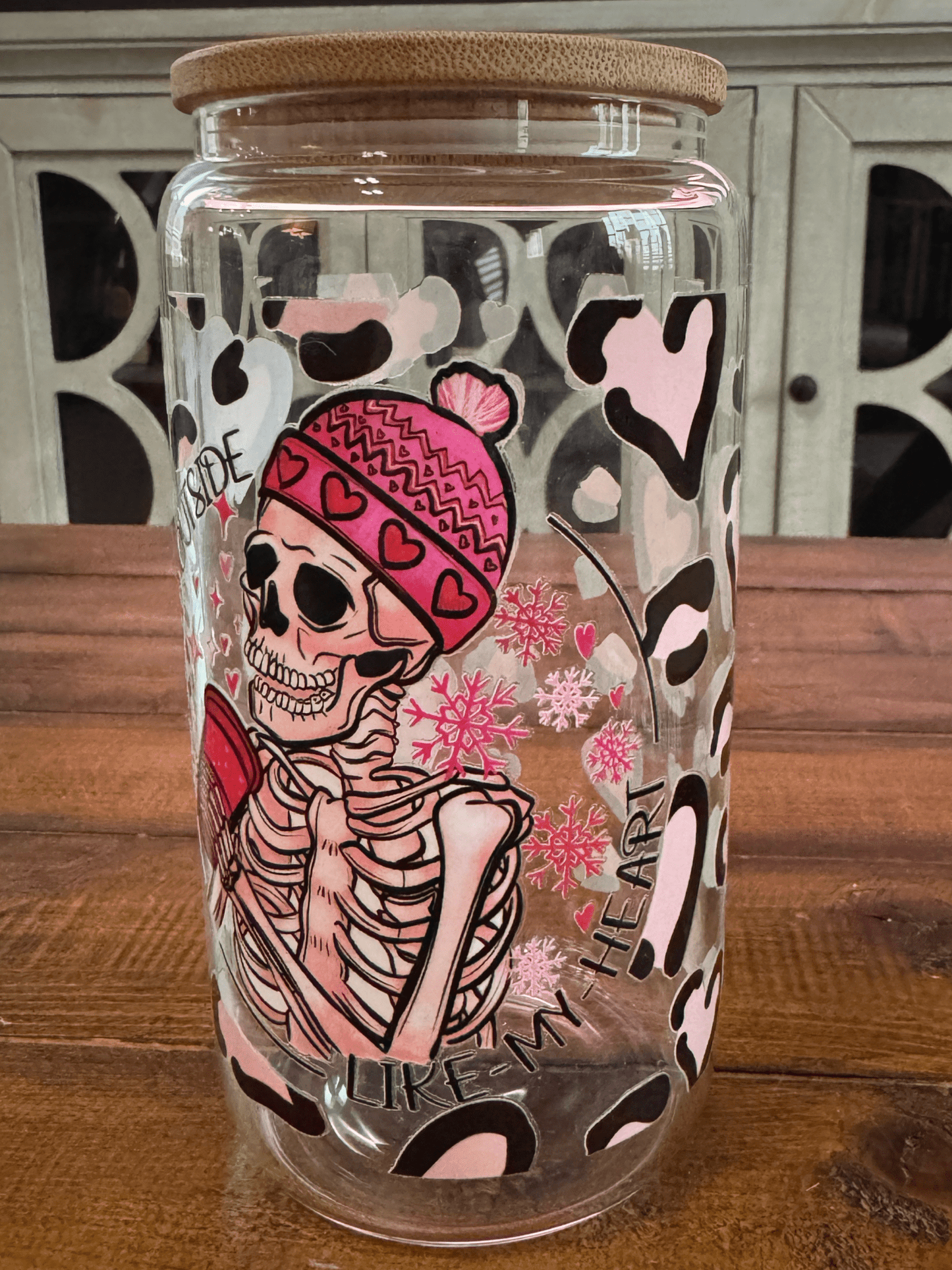 16oz Cold Like My Heart Valentines Glass Can - Daydream Design Store - Physical