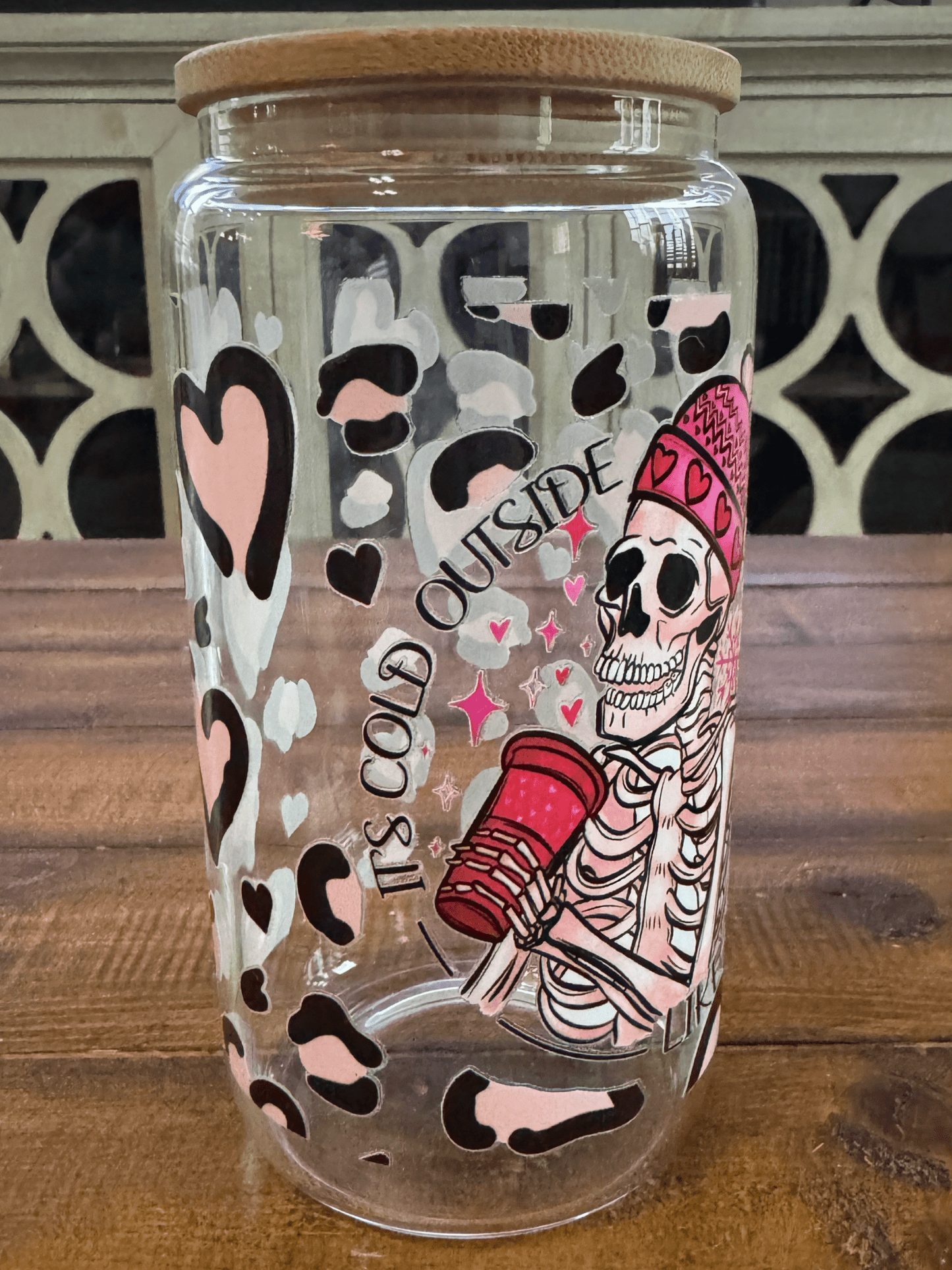 16oz Cold Like My Heart Valentines Glass Can - Daydream Design Store - Physical
