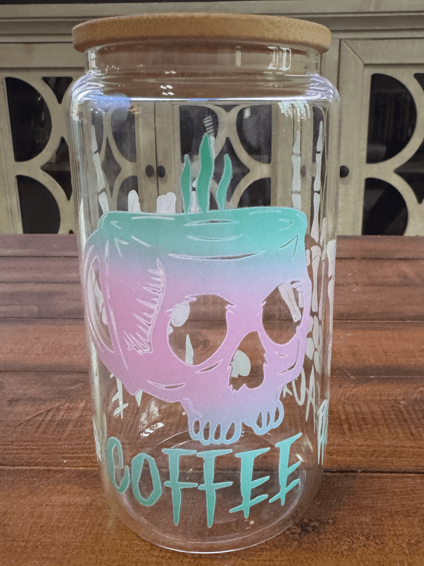 16oz Retro Peace Love Coffee Glass Can - Daydream Design Store - Physical