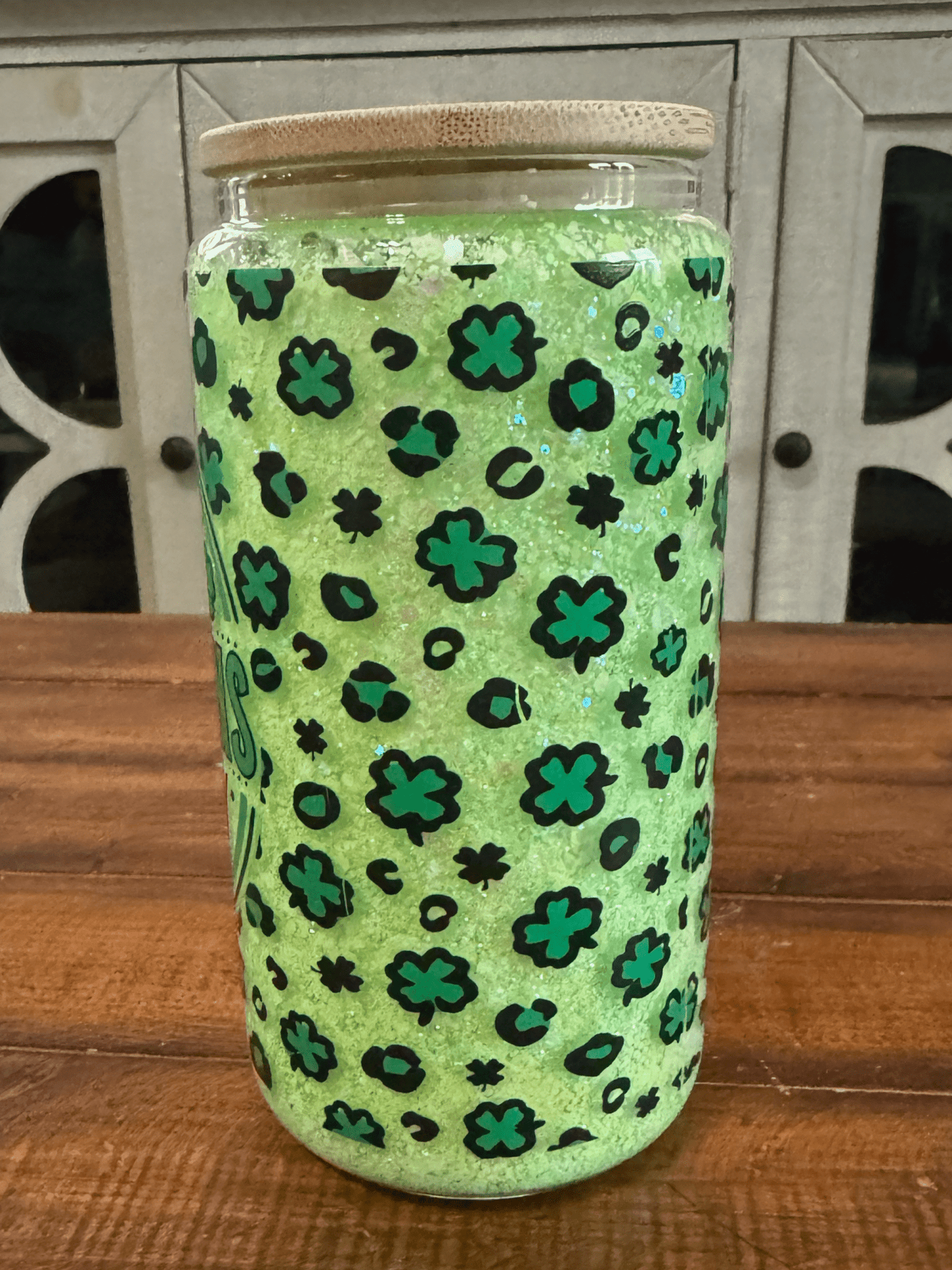 16oz St Patricks Shenanigans Snow Globe Glass Can - Daydream Design Store - Physical