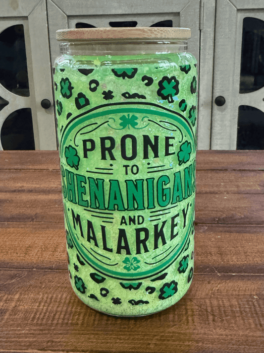 16oz St Patricks Shenanigans Snow Globe Glass Can - Daydream Design Store - Physical