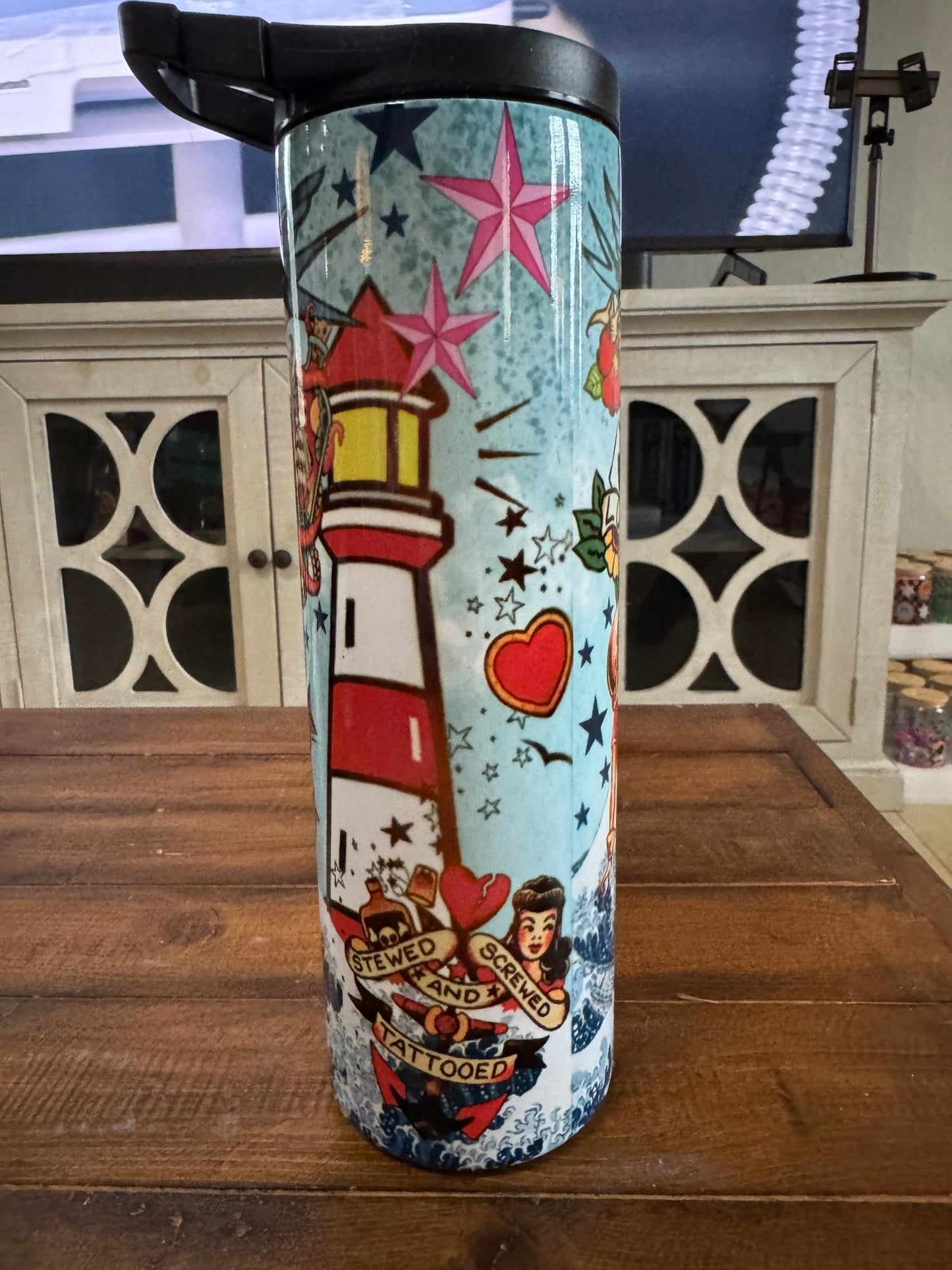 30oz Old School Tattoo Inspired Insulated Tumbler - Daydream Design Store - Physical