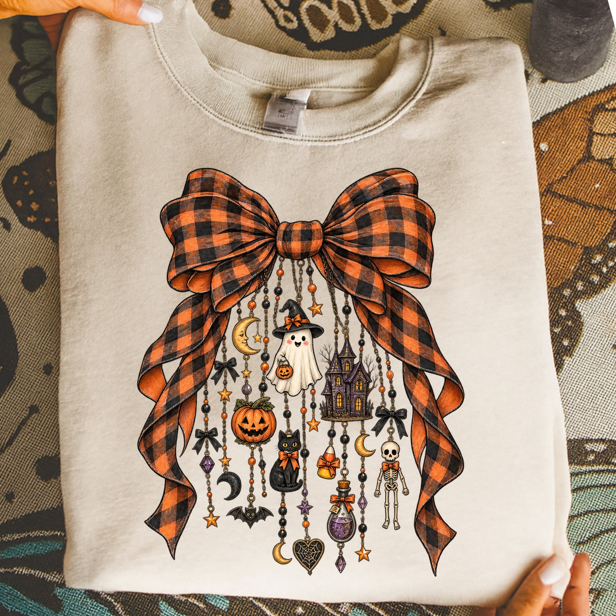 Spooky Halloween Plaid Bow DTF Transfer- 063