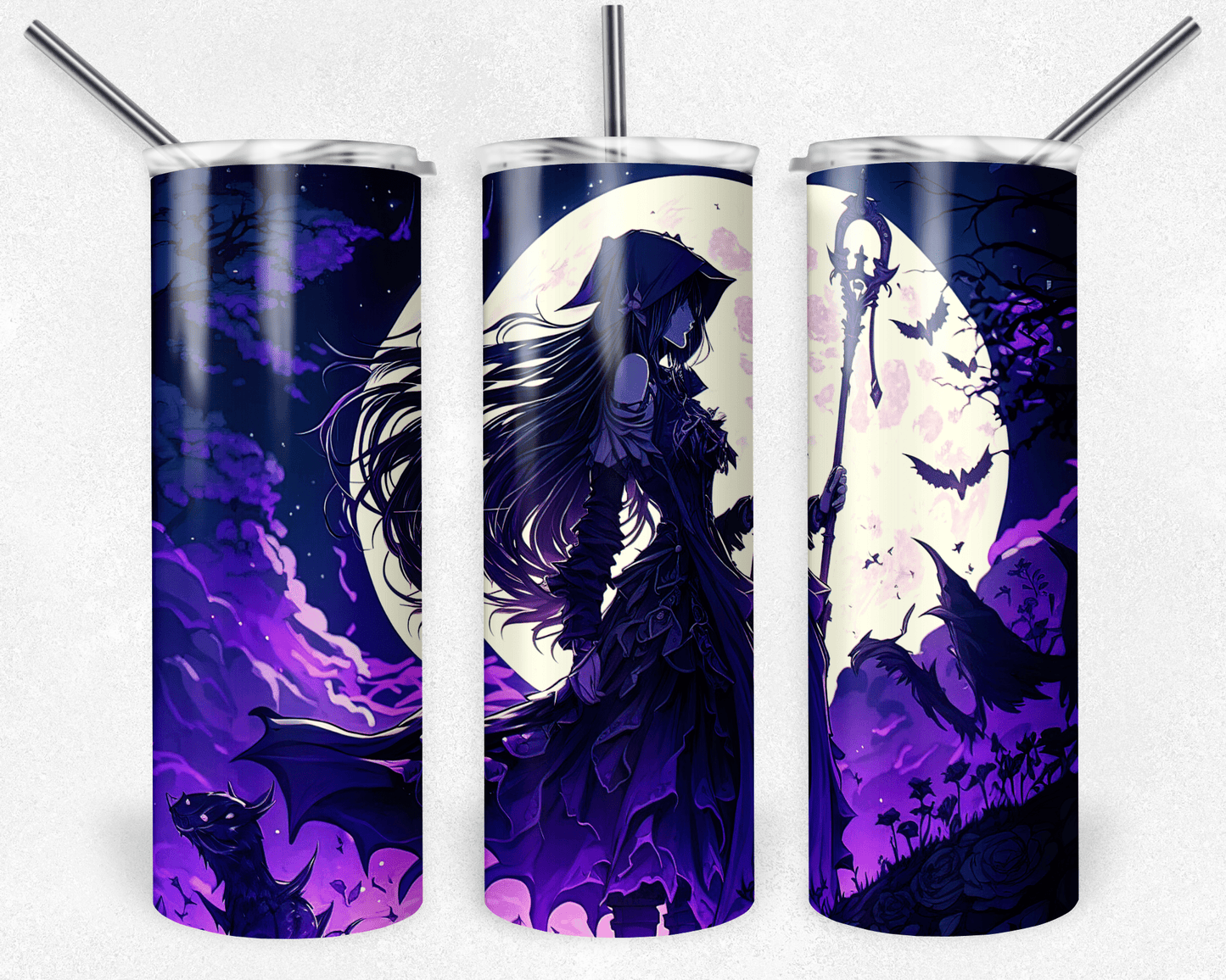 Anime Reaper Girl 20oz Sublimation Tumbler Wrap - Daydream Design Store - Physical