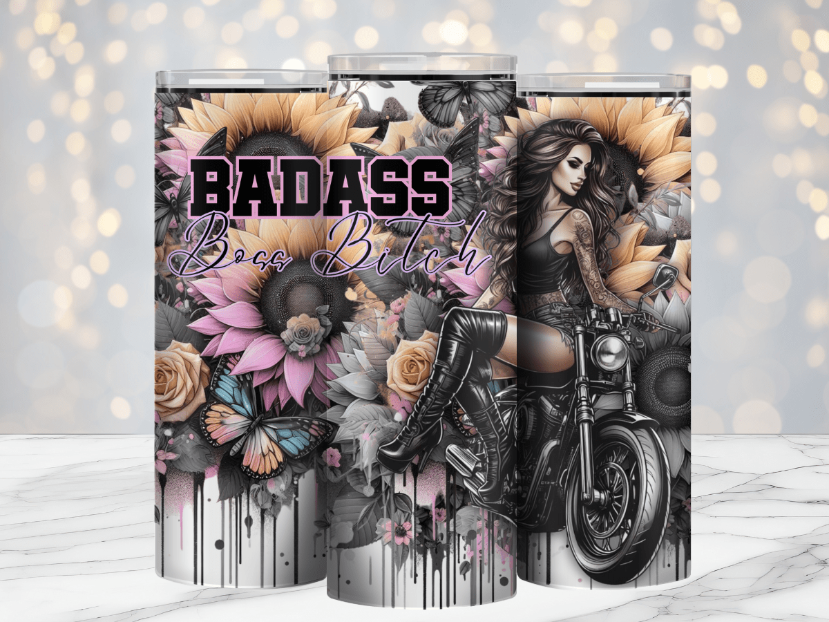 Badass Boss Bitch 20oz Sublimation Tumbler Wrap - Daydream Design Store - Physical