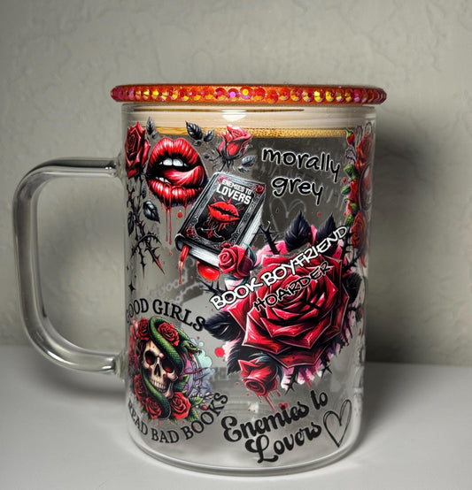 Morally Grey Book Lover 17oz Glass Can Mug