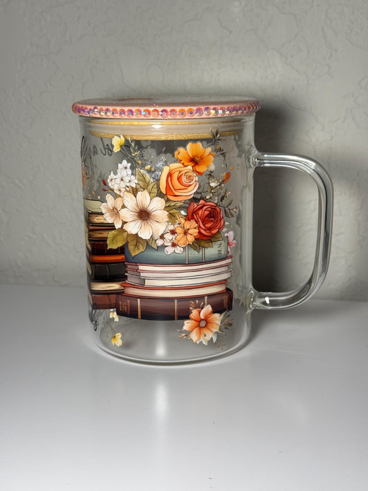 Just a Girl Book Lover 17oz Glass Can Mug