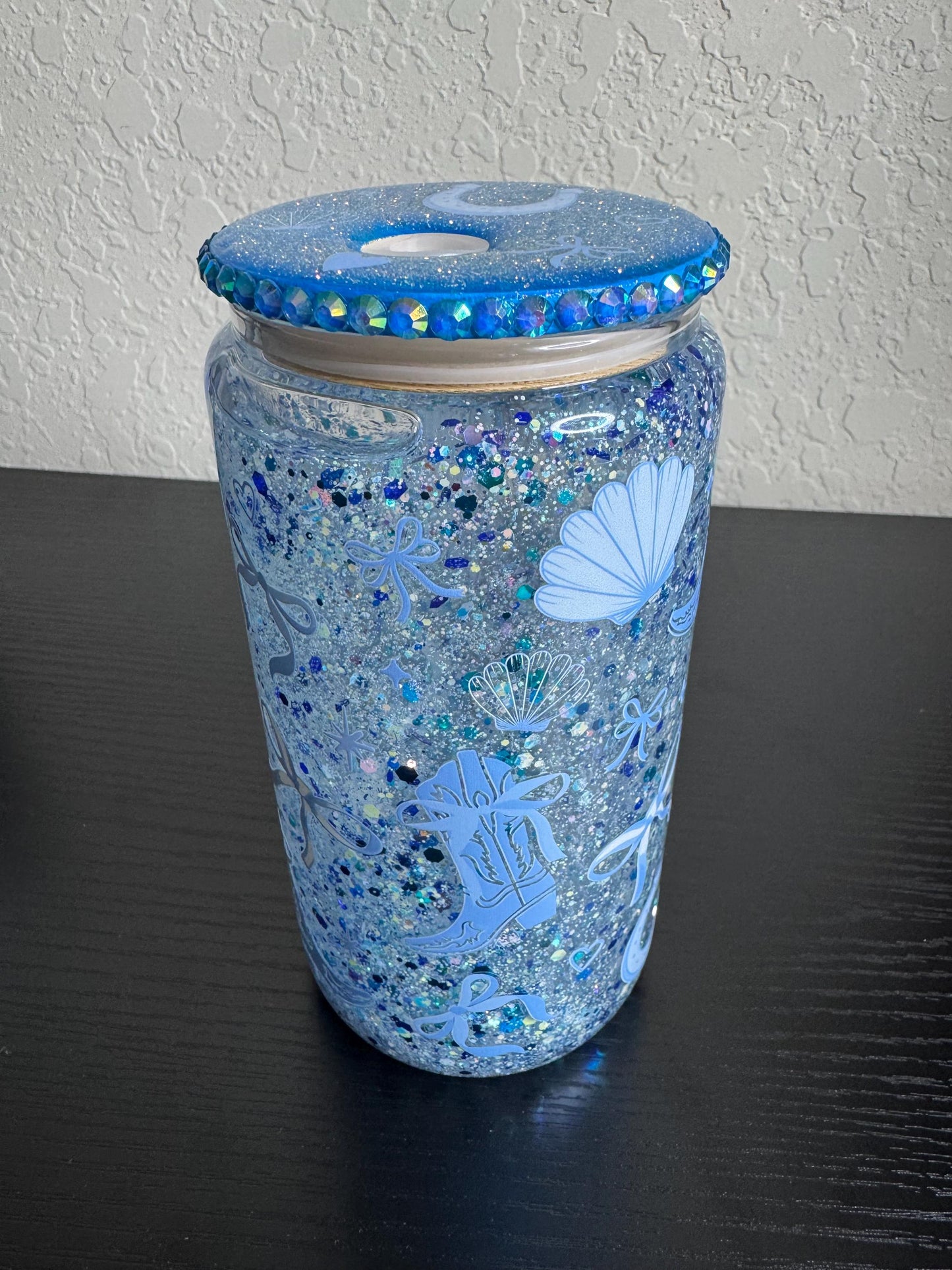 Coastal Cowgirl Boots 16oz Snow Globe Glass Can