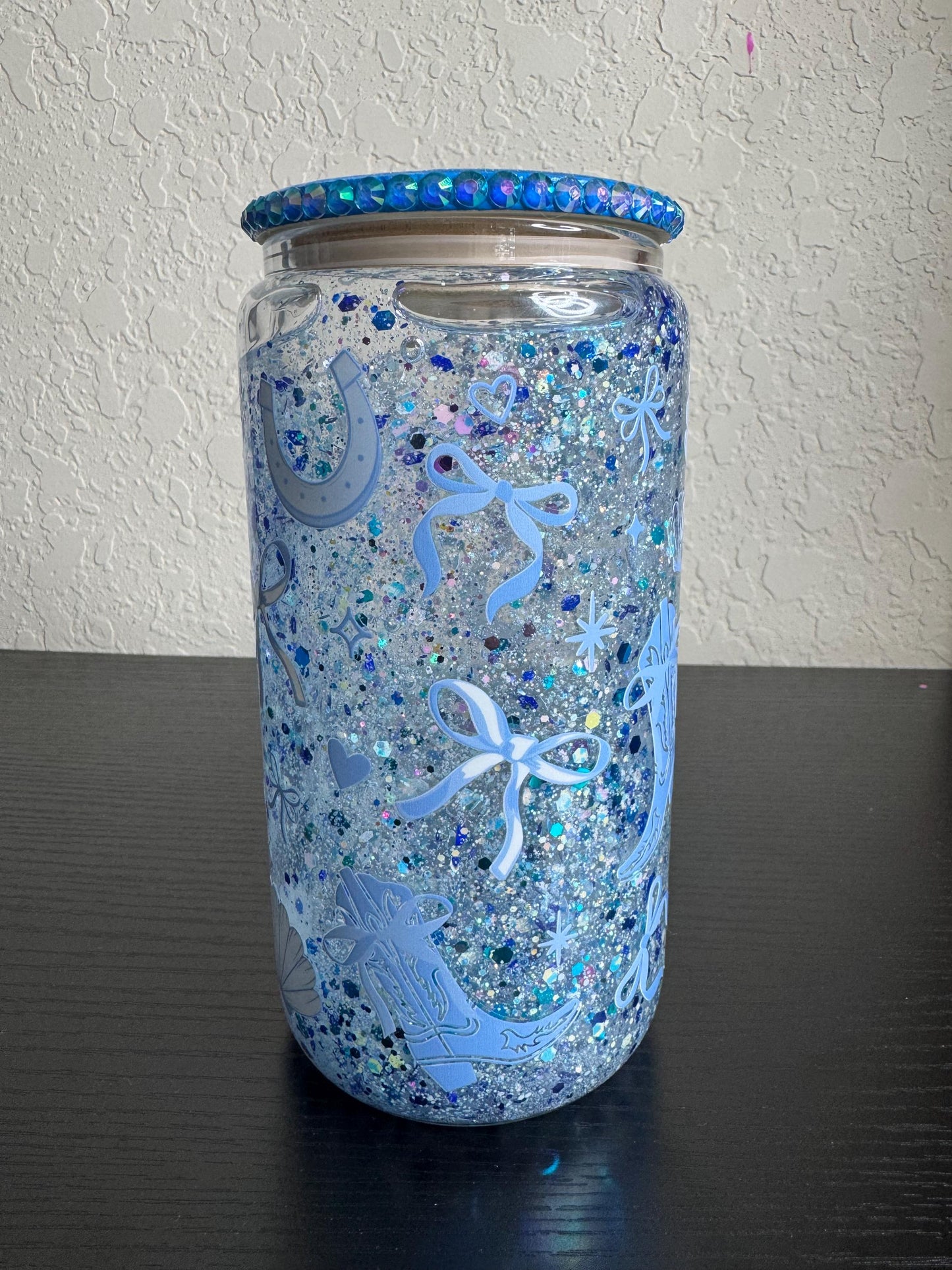 Coastal Cowgirl Boots 16oz Snow Globe Glass Can