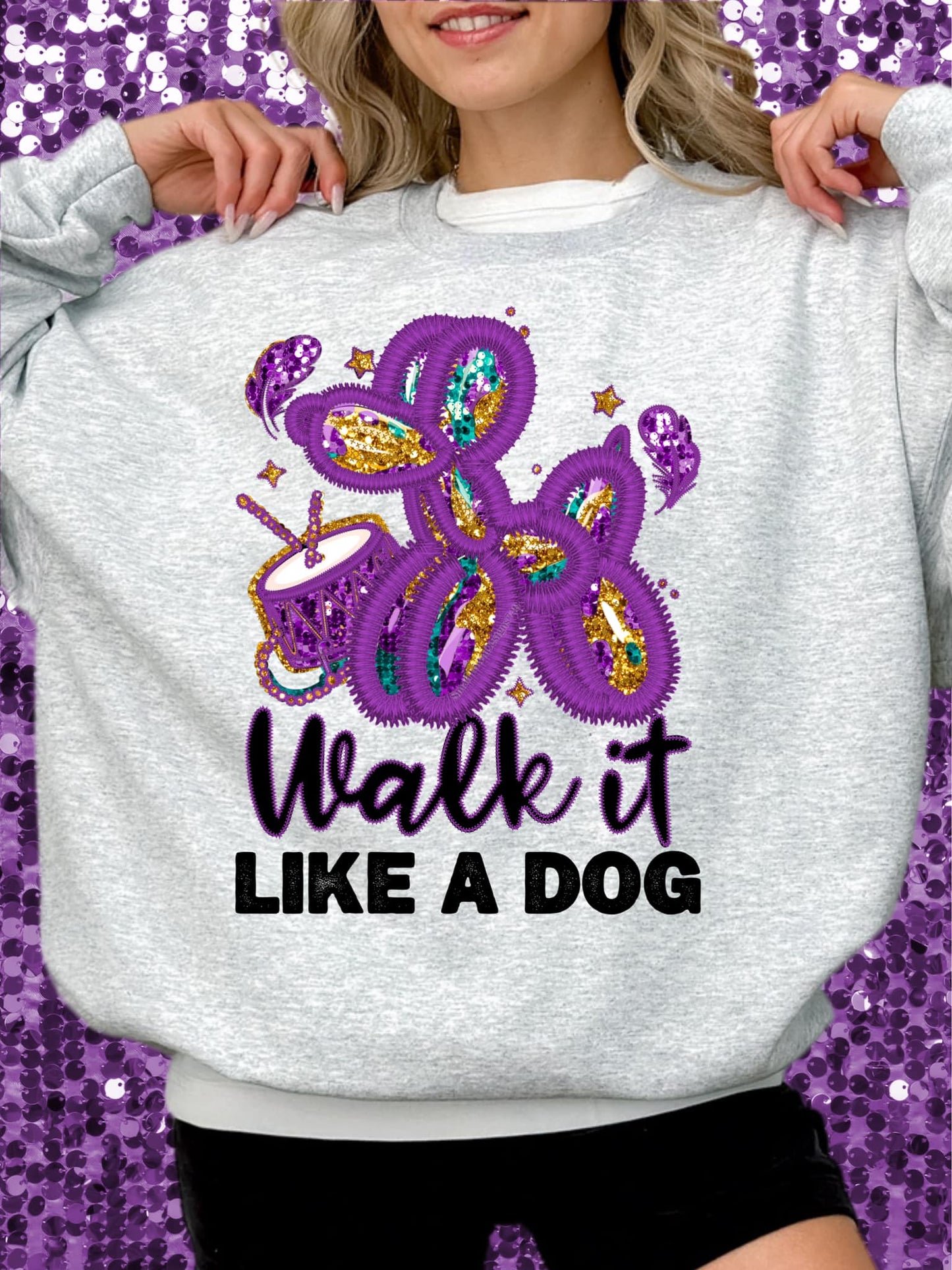 Walk It Like A Dog Faux Embroidery DTF Transfer - Daydream Design Store - Physical