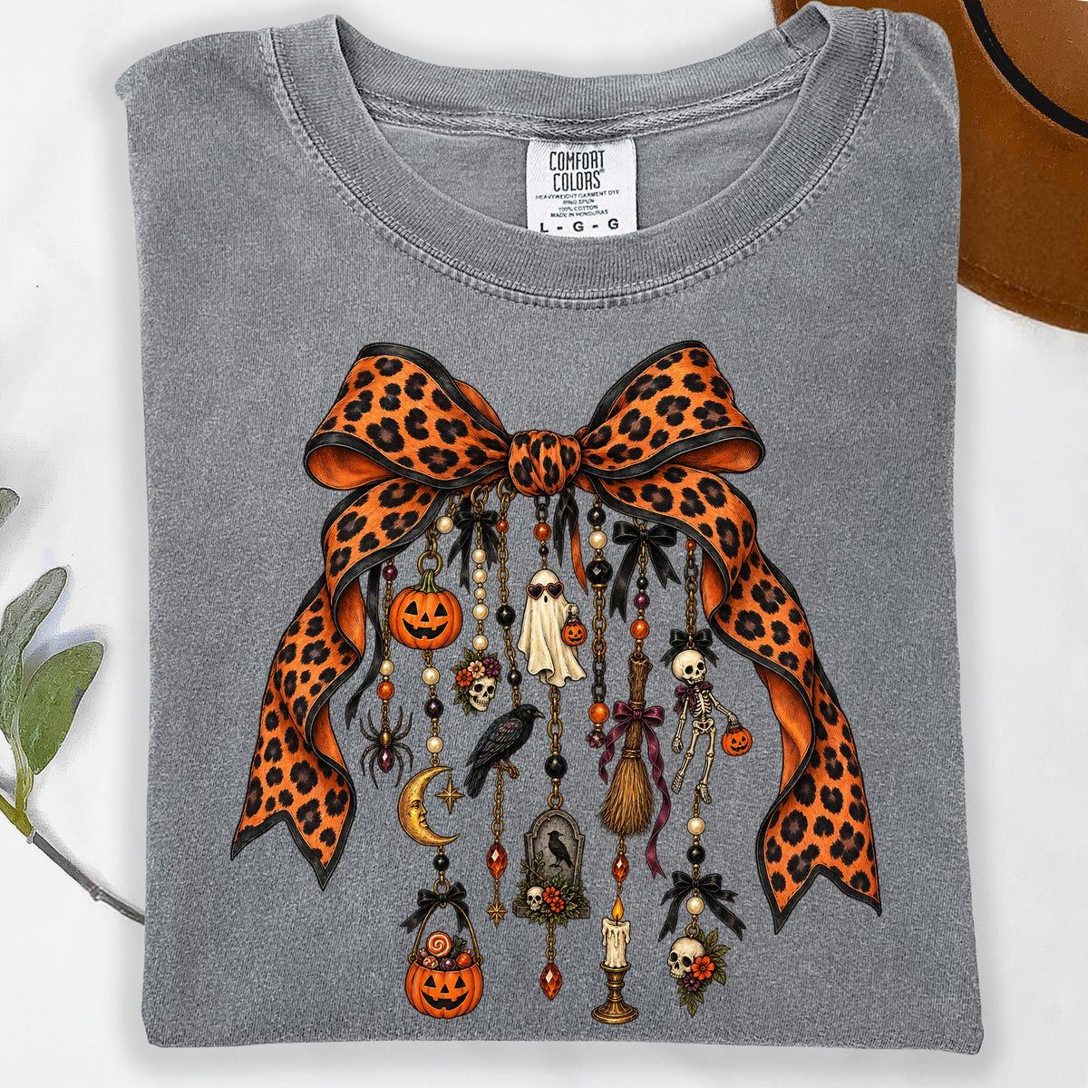 Spooky Halloween Leopard Bow DTF Transfer- 061