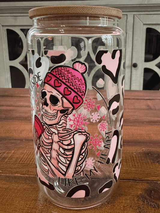 16oz Cold Like My Heart Valentines Glass Can - Daydream Design Store - Physical