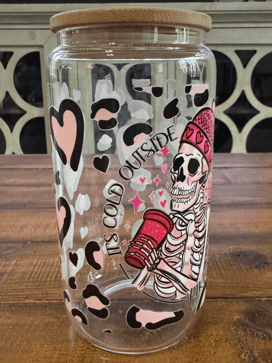 16oz Cold Like My Heart Valentines Glass Can - Daydream Design Store - Physical