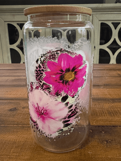 16oz Floral Last Night Liquor Talk Glass Can - Daydream Design Store - Physical