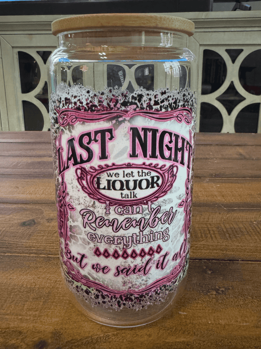 16oz Floral Last Night Liquor Talk Glass Can - Daydream Design Store - Physical