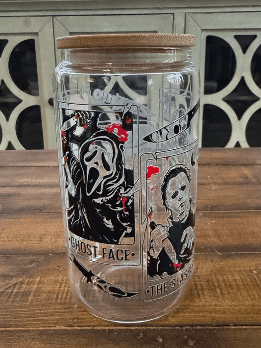 16oz Horror Movie Tarot Cards Glass Can - Daydream Design Store - Physical