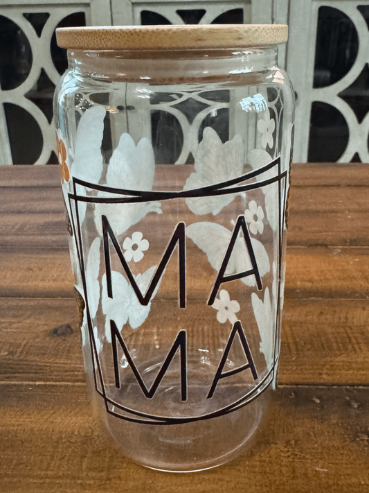 16oz Mama Butterfly Glass Can - Daydream Design Store - Physical