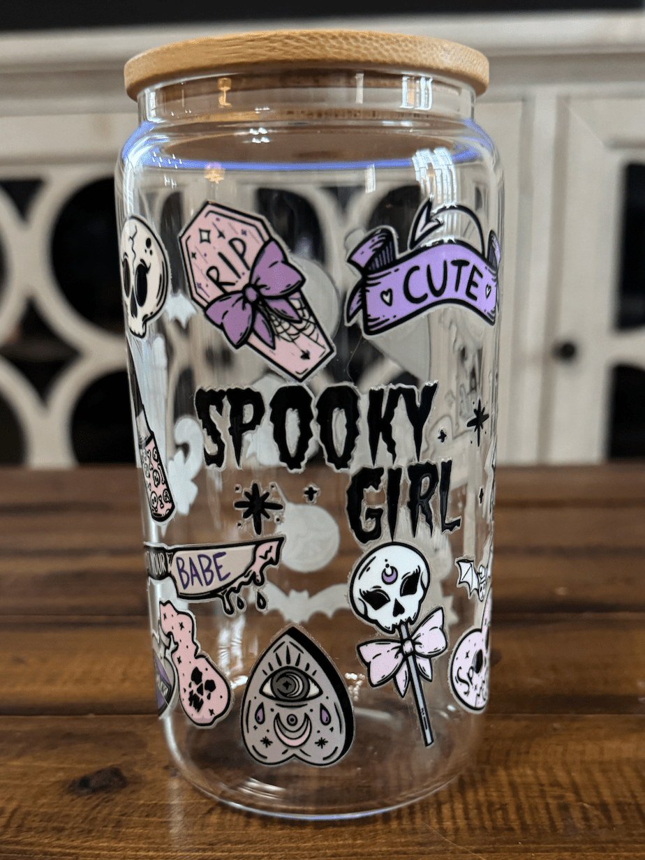 16oz Pastel Retro True Crime Glass Can - Daydream Design Store - Physical