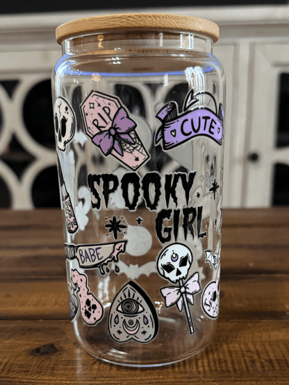16oz Pastel Retro True Crime Glass Can - Daydream Design Store - Physical
