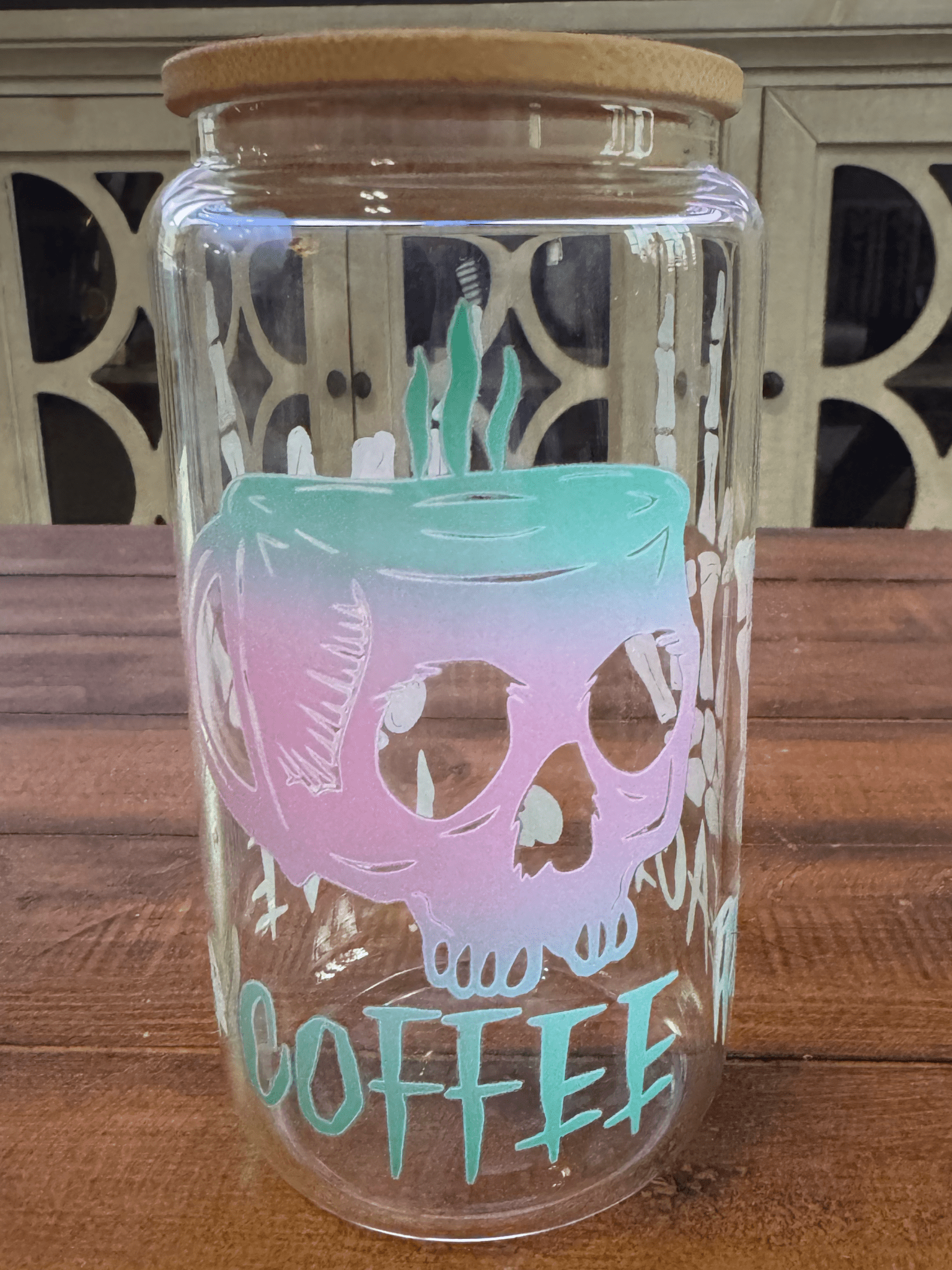 16oz Retro Peace Love Coffee Glass Can - Daydream Design Store - Physical