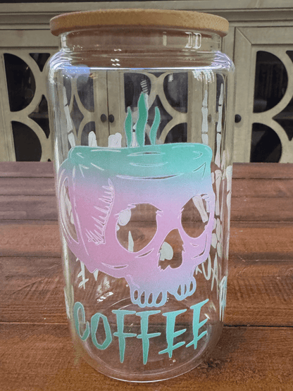 16oz Retro Peace Love Coffee Glass Can - Daydream Design Store - Physical