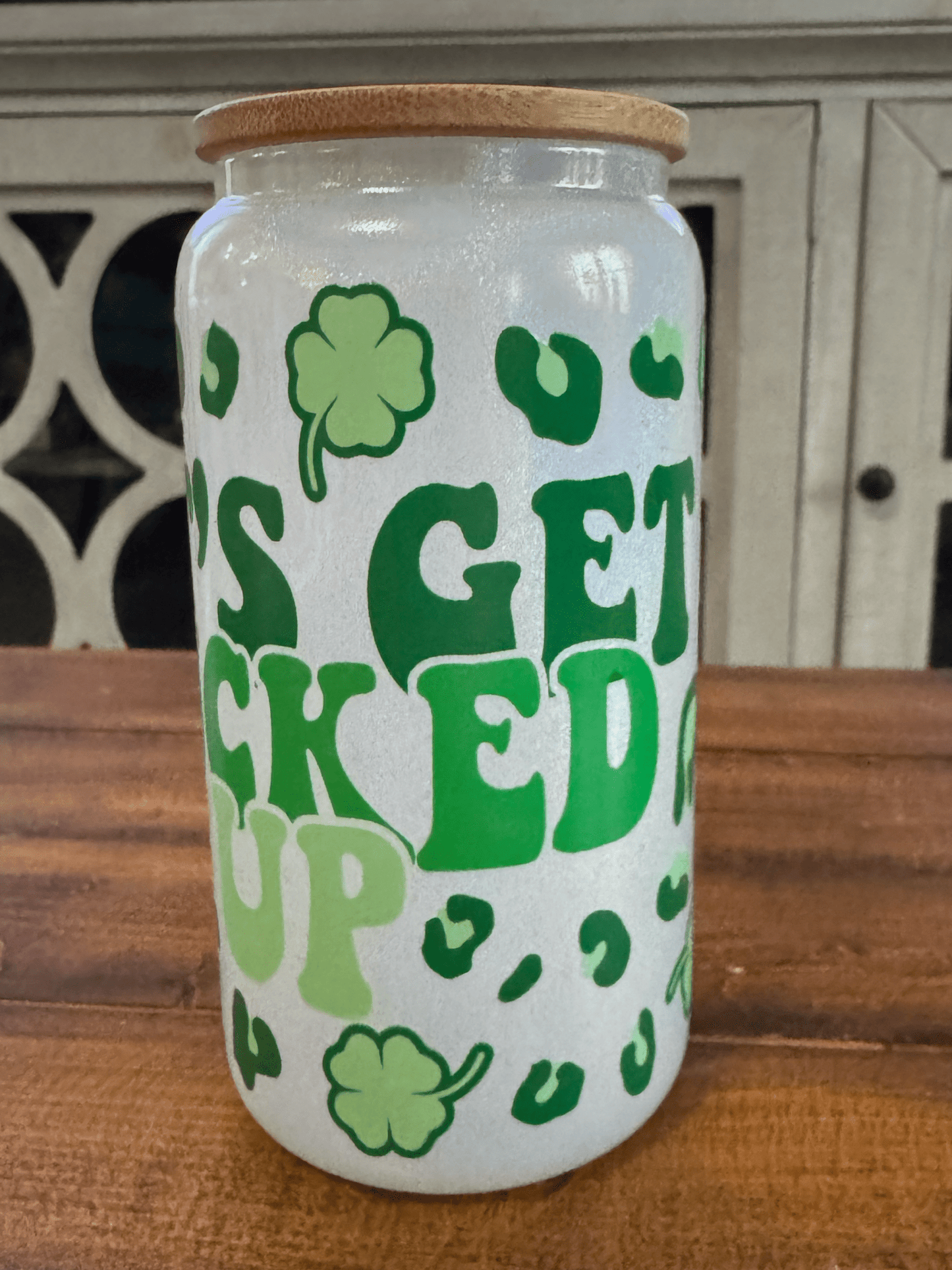 16oz St Patricks Get Lucked Up Pearl Glass Can - Daydream Design Store - Physical
