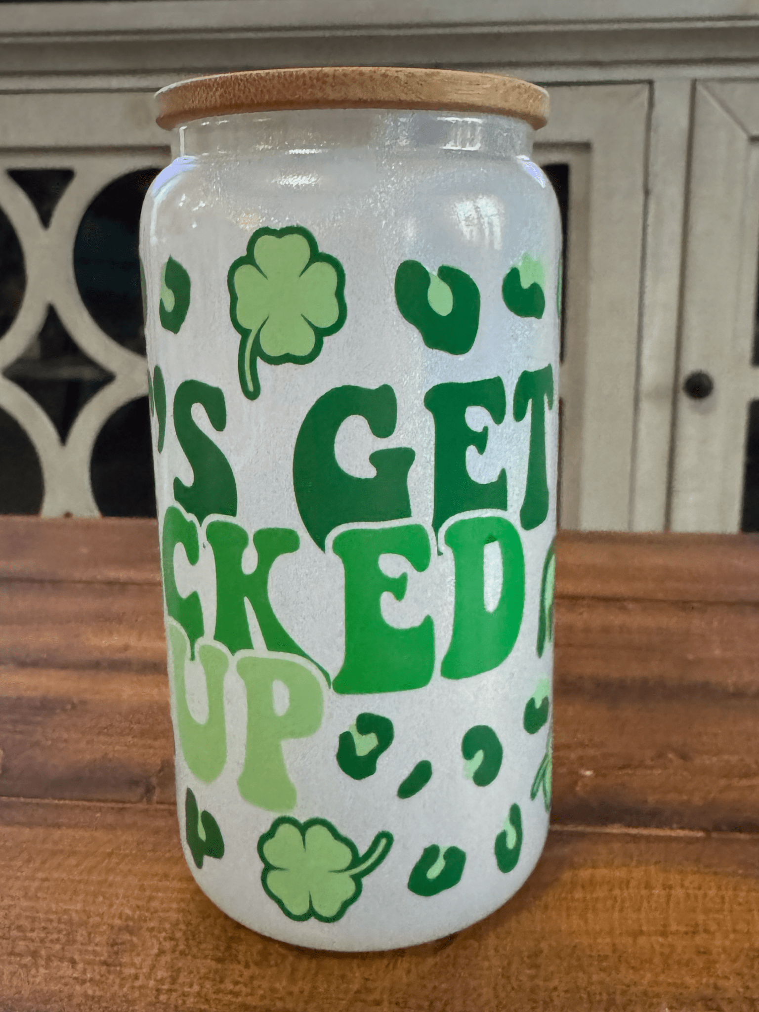 16oz St Patricks Get Lucked Up Pearl Glass Can - Daydream Design Store - Physical