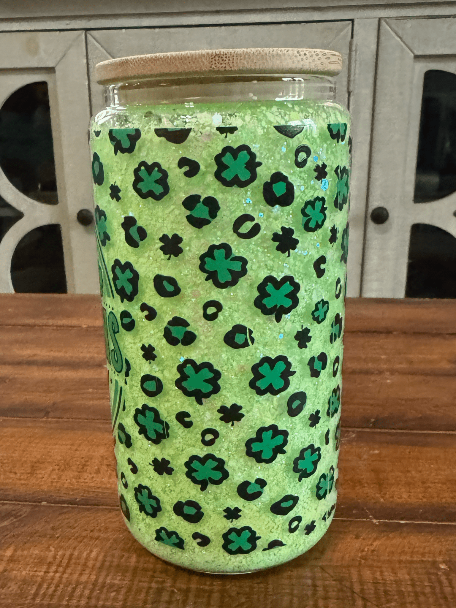 16oz St Patricks Shenanigans Snow Globe Glass Can - Daydream Design Store - Physical