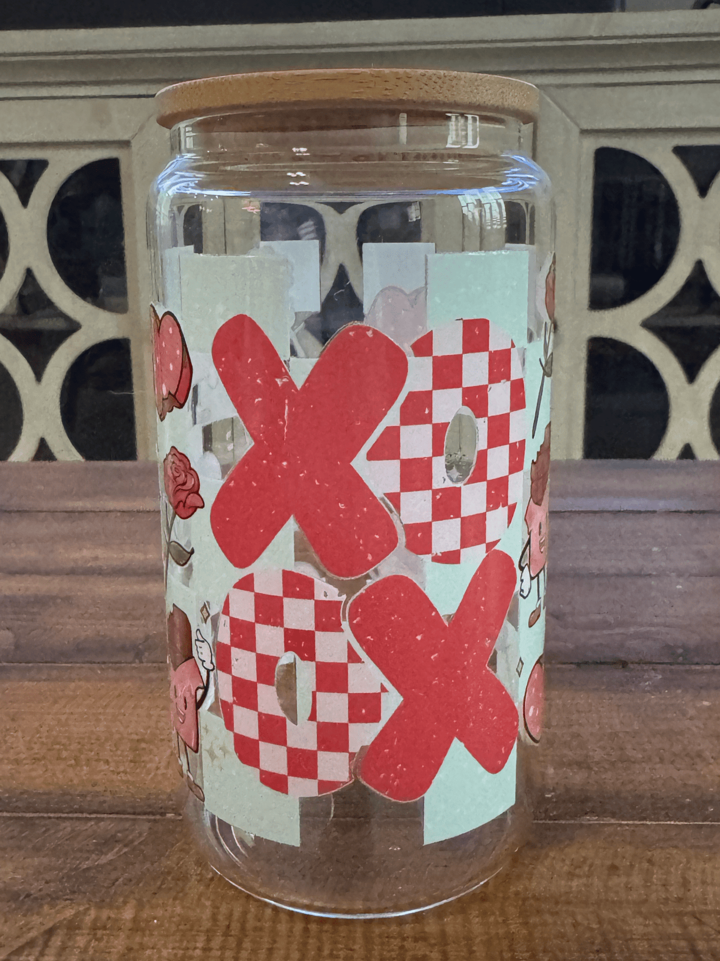 16oz XOXO Candy Valentines Glass Can - Daydream Design Store - Physical
