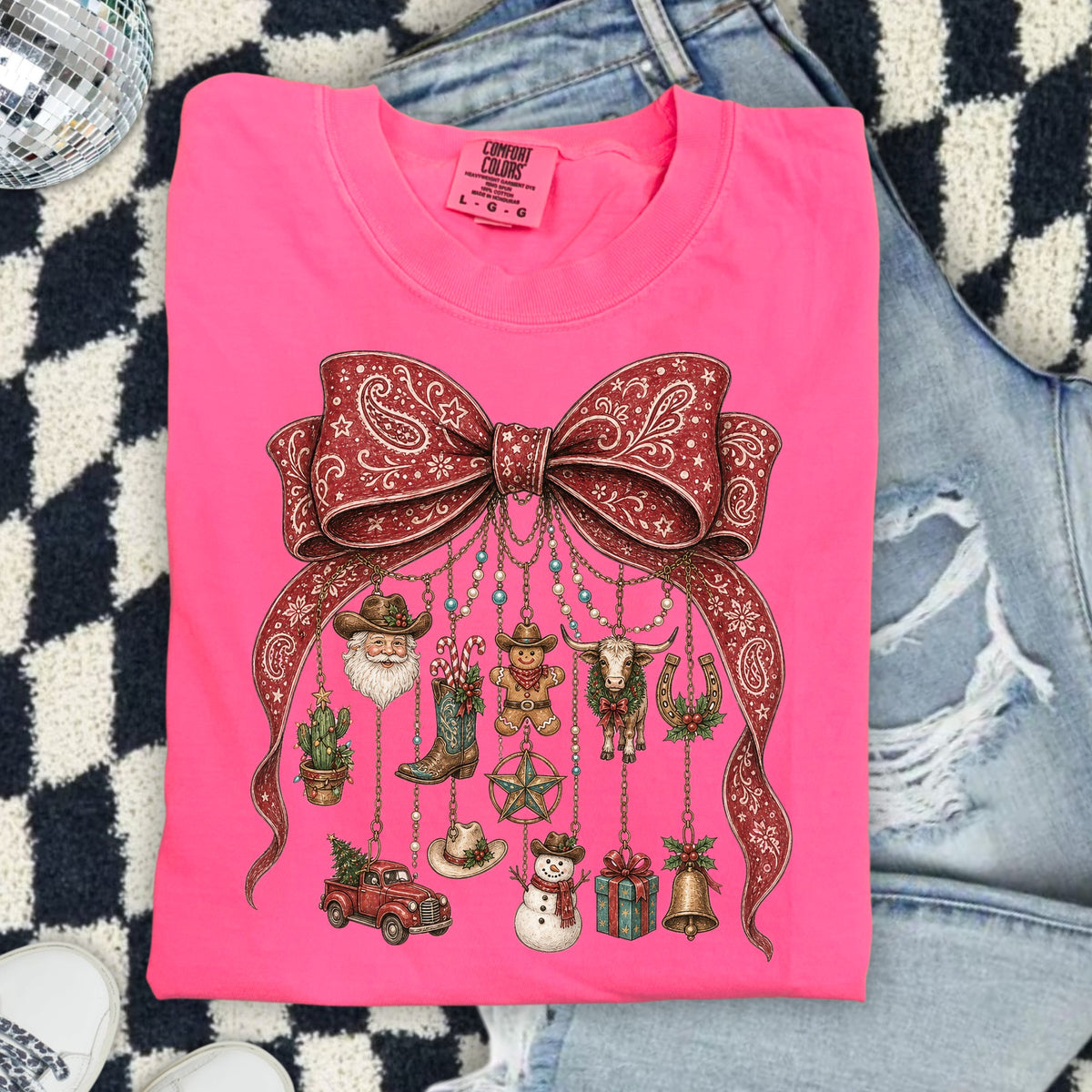 Western Vintage Christmas Bow DTF Transfer- 056