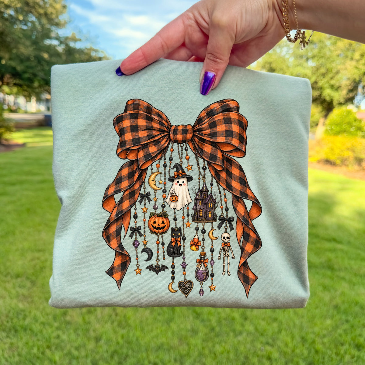 Spooky Halloween Plaid Bow DTF Transfer- 063