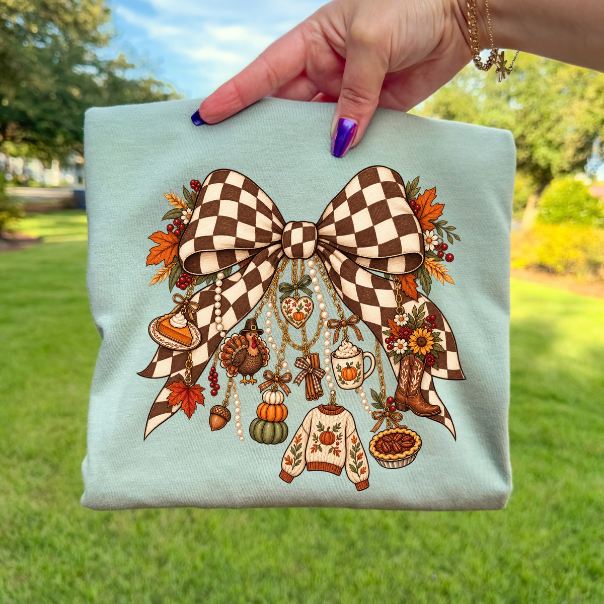 Autumn Thanksgiving Charm Bow DTF Transfer- 057