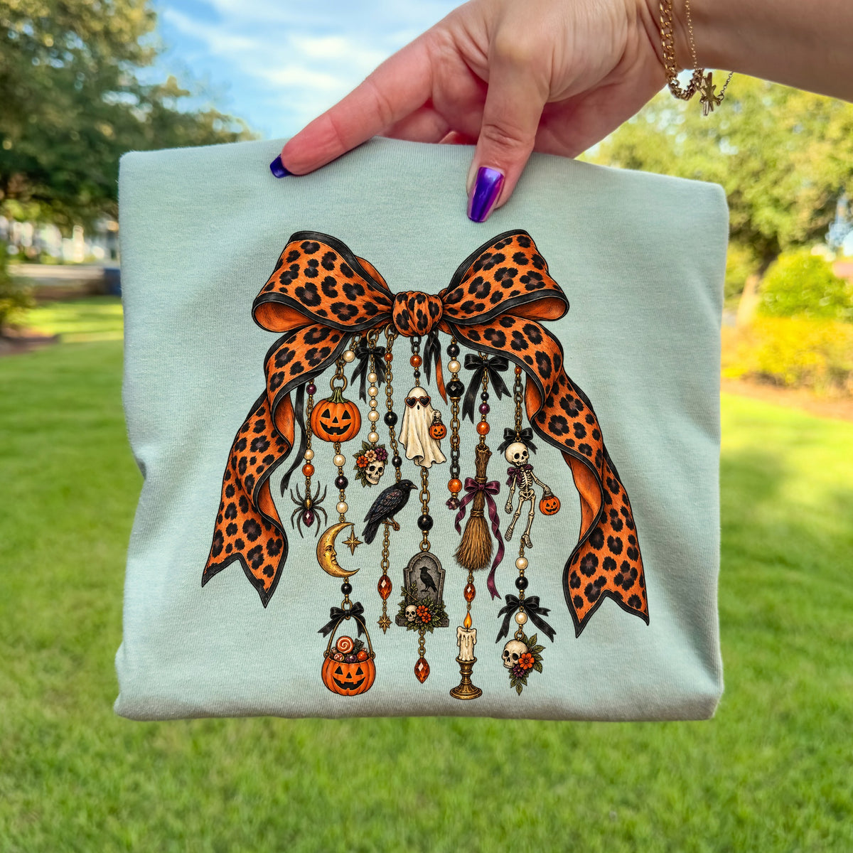 Spooky Halloween Leopard Bow DTF Transfer- 061