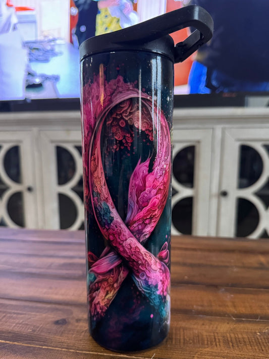 30oz Breast Cancer Ribbon Watercolor Insulated Tumbler - Daydream Design Store - Physical