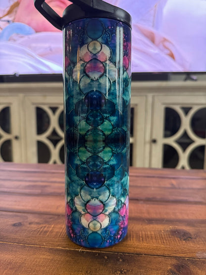 30oz Mermaid Scales Watercolor Insulated Tumbler - Daydream Design Store - Physical
