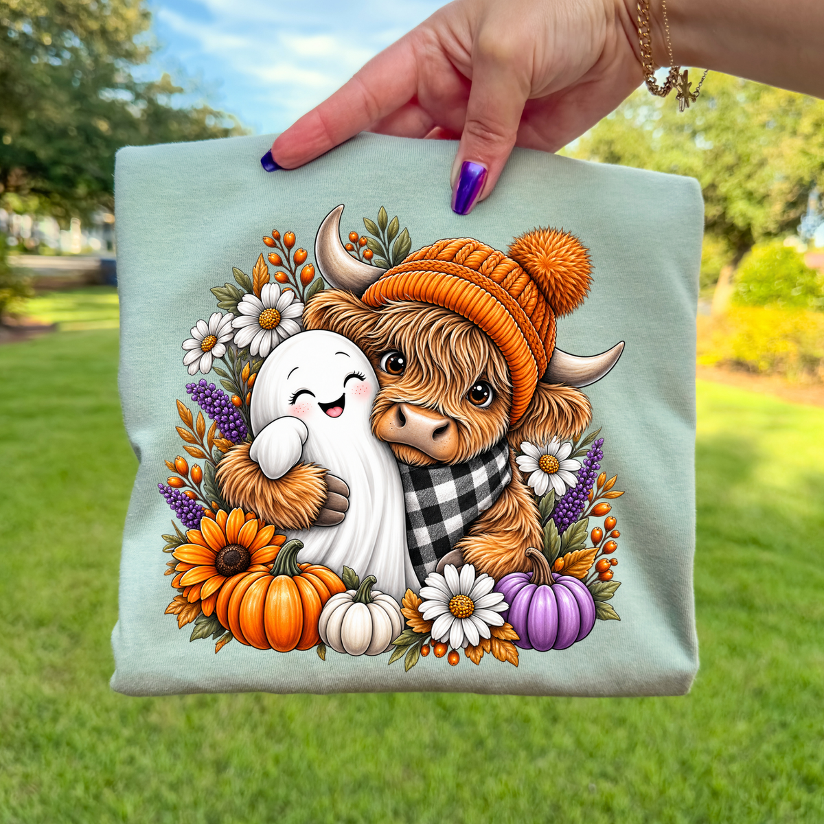 Fall Ghost Cow DTF Transfer- 038