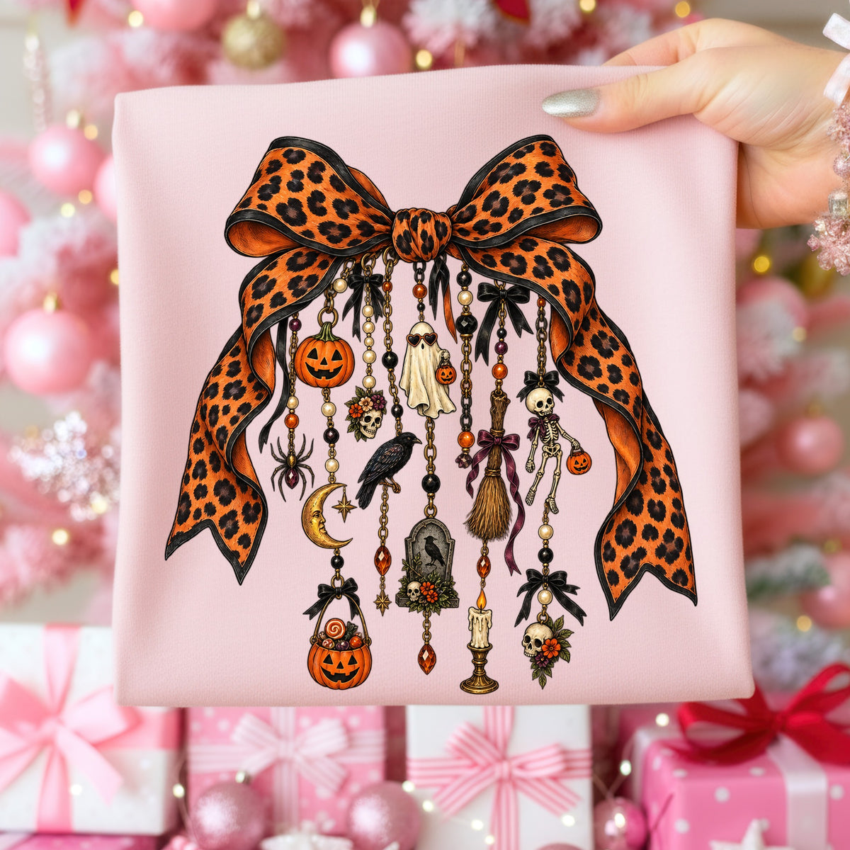 Spooky Halloween Leopard Bow DTF Transfer- 061