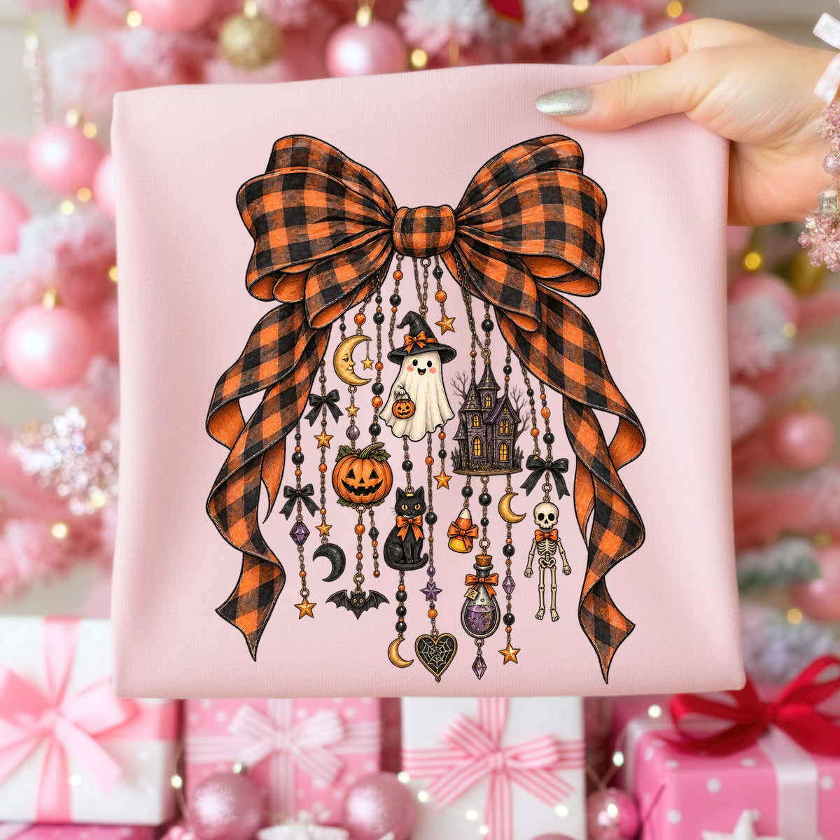 Spooky Halloween Plaid Bow DTF Transfer- 063
