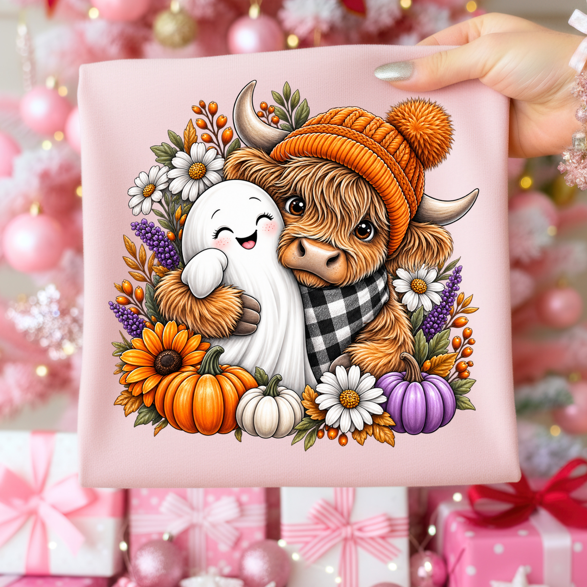 Fall Ghost Cow DTF Transfer- 038