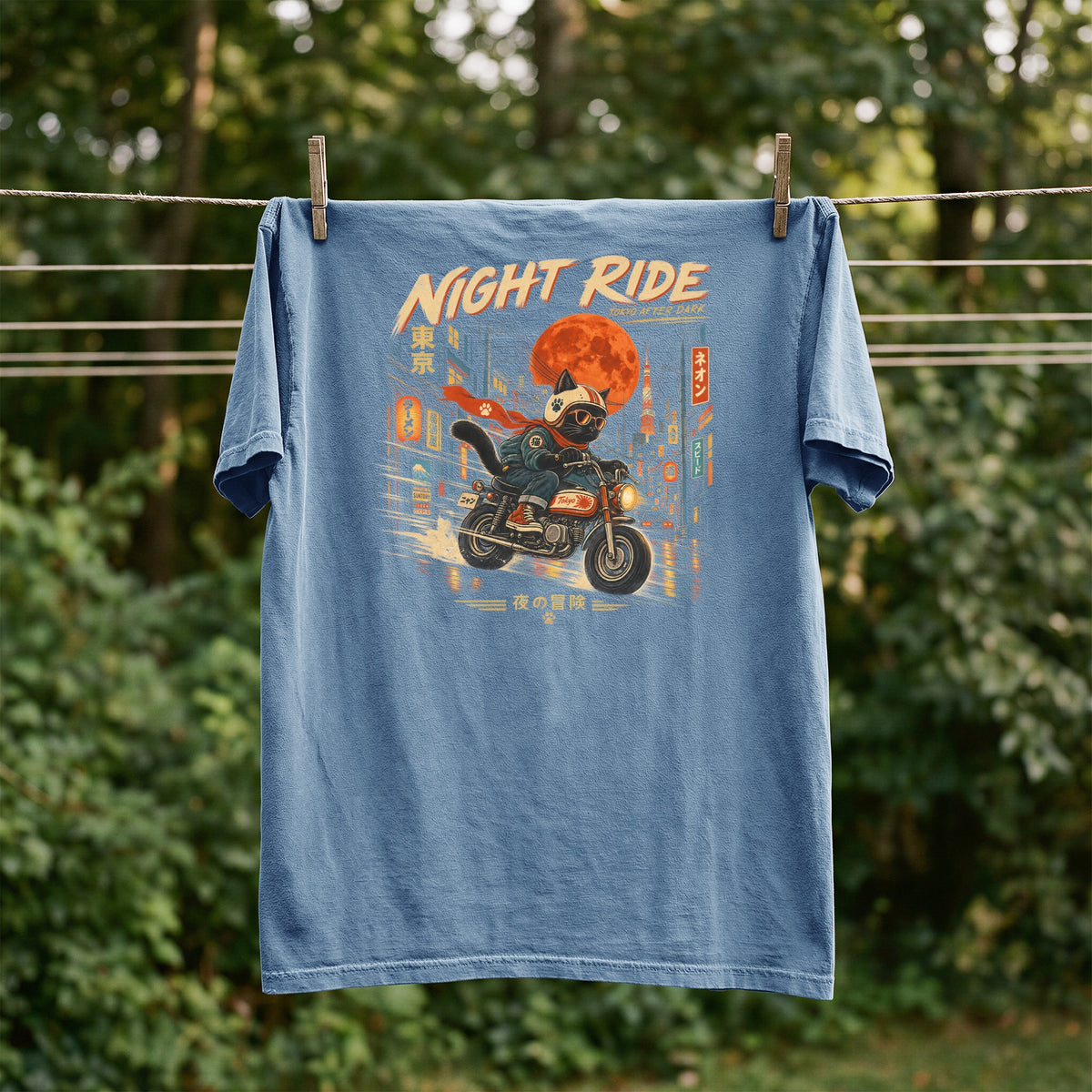 Japanese Biker Cat DTF Transfer- 085