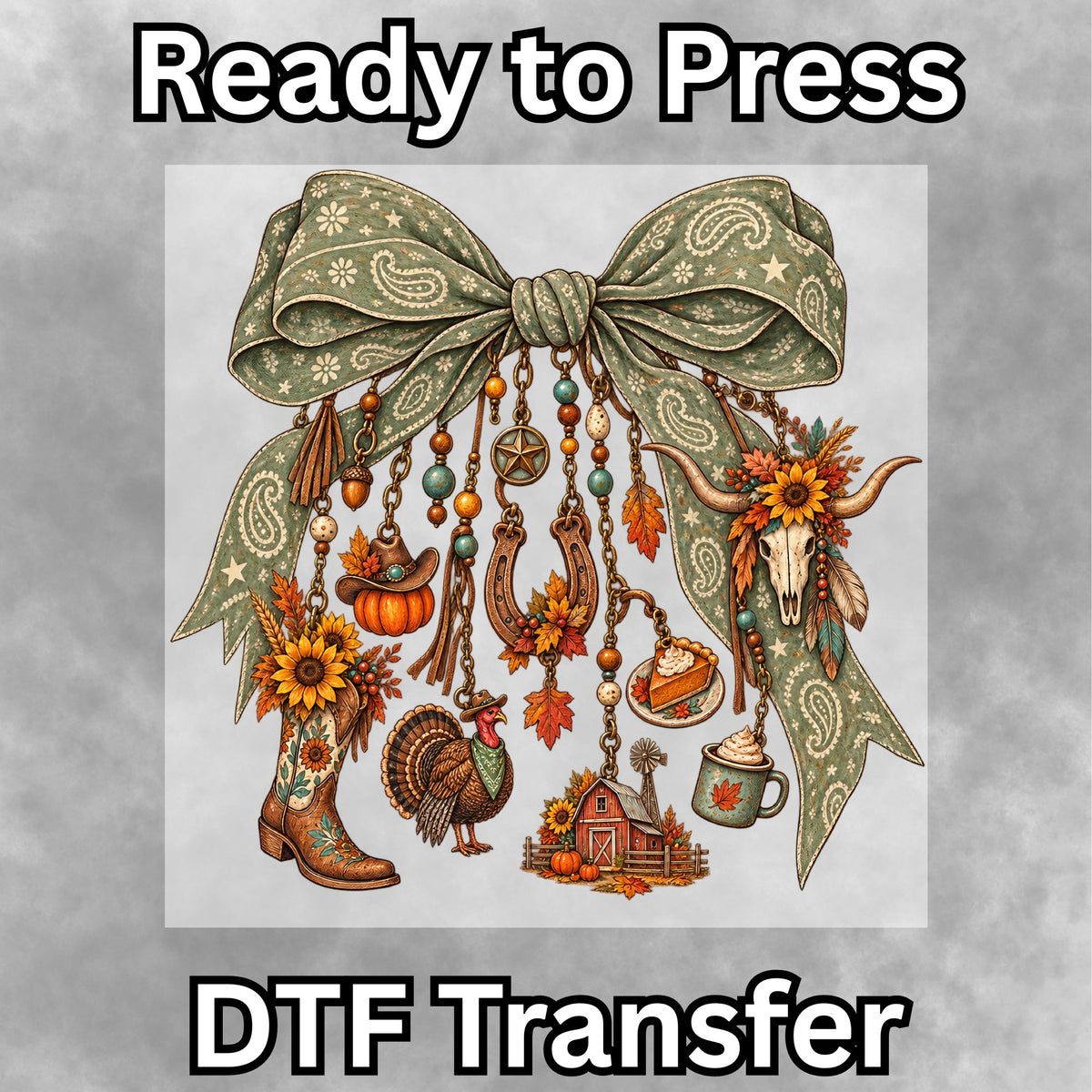 Western Fall Charm Bow DTF Transfer- 055