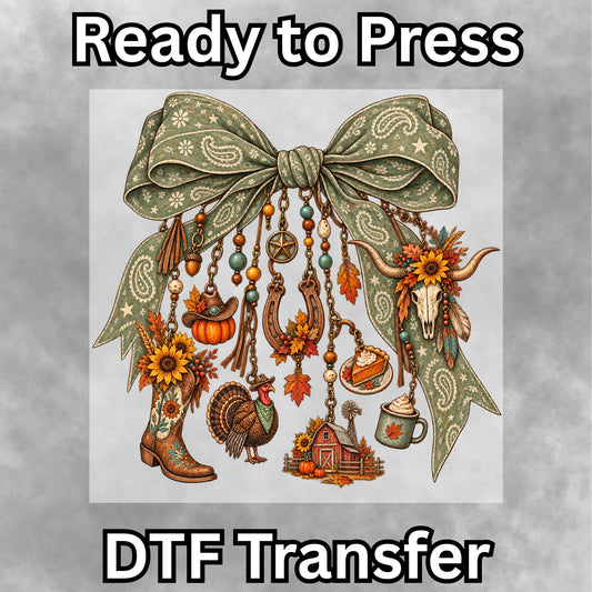 Western Fall Charm Bow DTF Transfer- 055