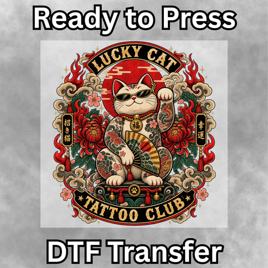 Lucky Cat Tattoo Club DTF Transfer- 086