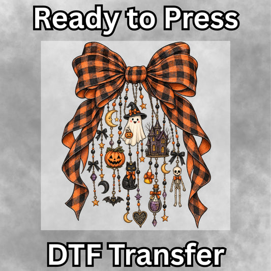 Spooky Halloween Plaid Bow DTF Transfer- 063
