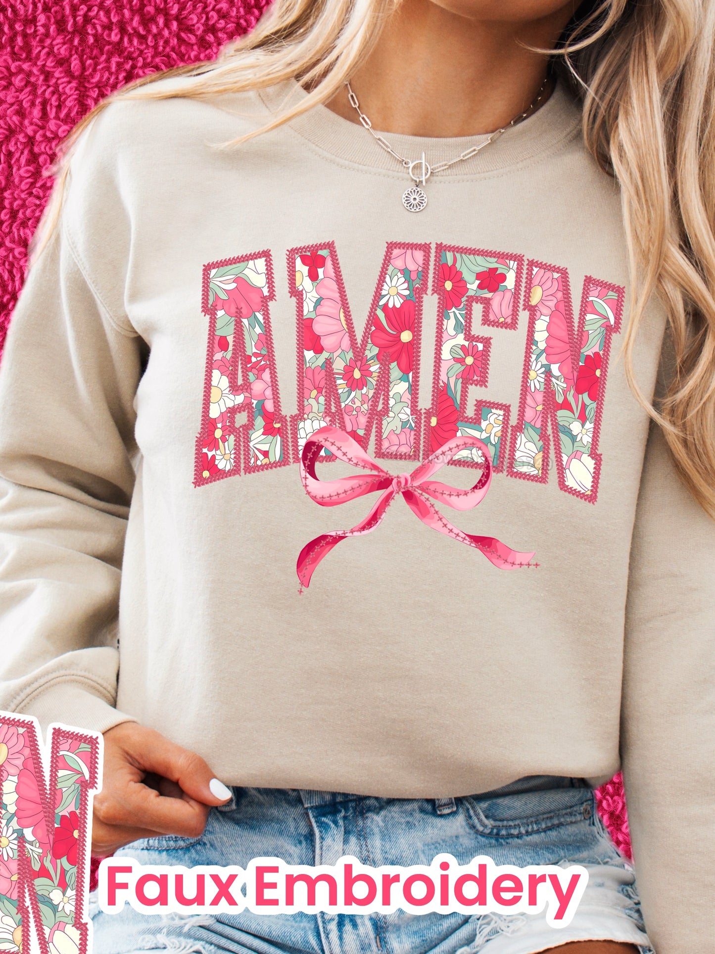 Amen Faux Embroidery DTF Transfer