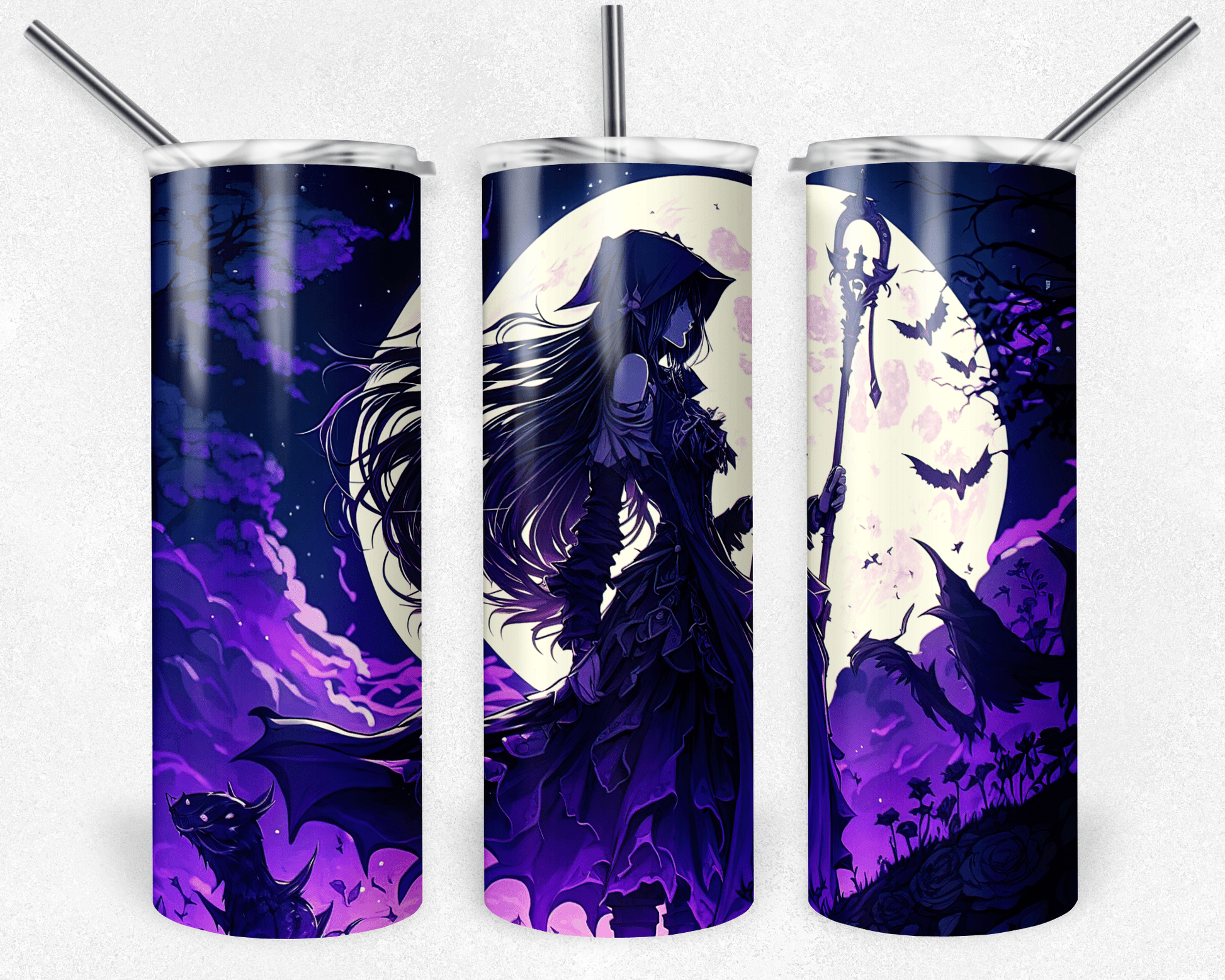 Anime Reaper Girl 20oz Sublimation Tumbler Wrap - Daydream Design Store - Physical