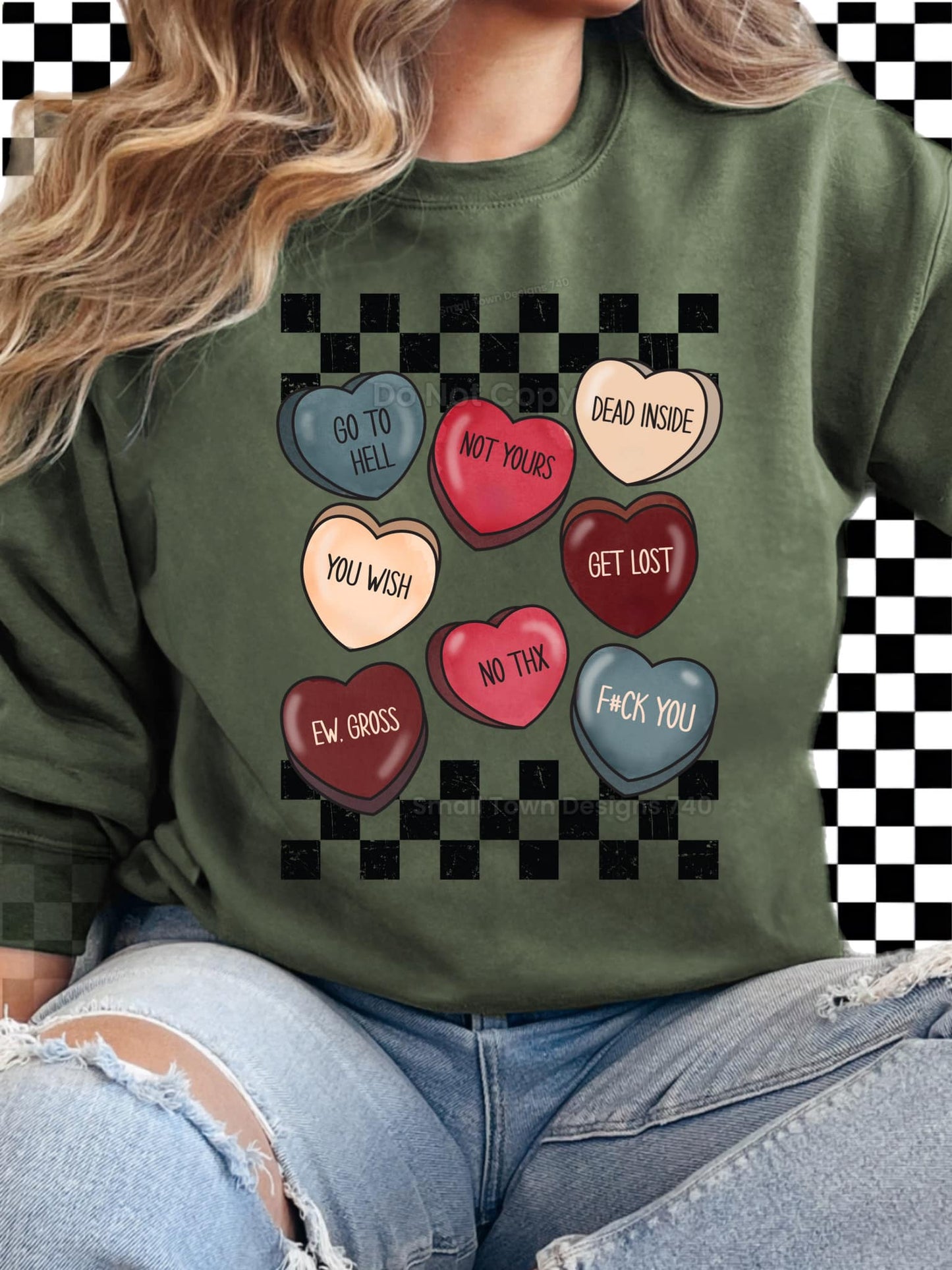 Anti Valentine Checkers DTF Transfer - Daydream Design Store - Physical