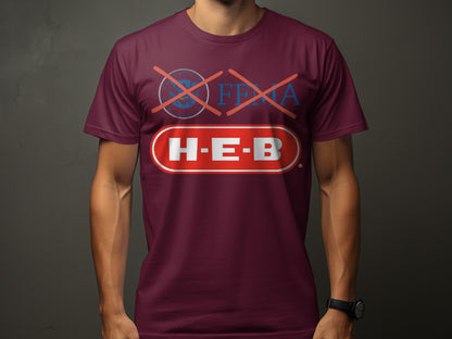 H E B Logo Design Maroon Graphic Tee Shirt product