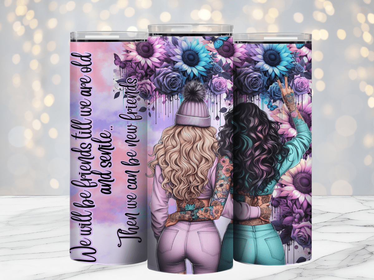 Best Friends Old and Senile 20oz Sublimation Tumbler Wrap - Daydream Design Store - Physical