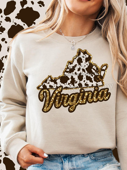 Cow Print States DTF Transfer - Daydream Design Store - Physical